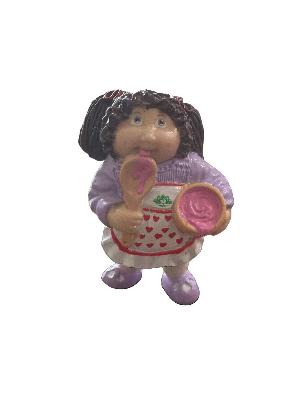 Vintage 1980s Cabbage Patch Kids Doll Mini Figure 2.25" Baking Cake Purple Dress